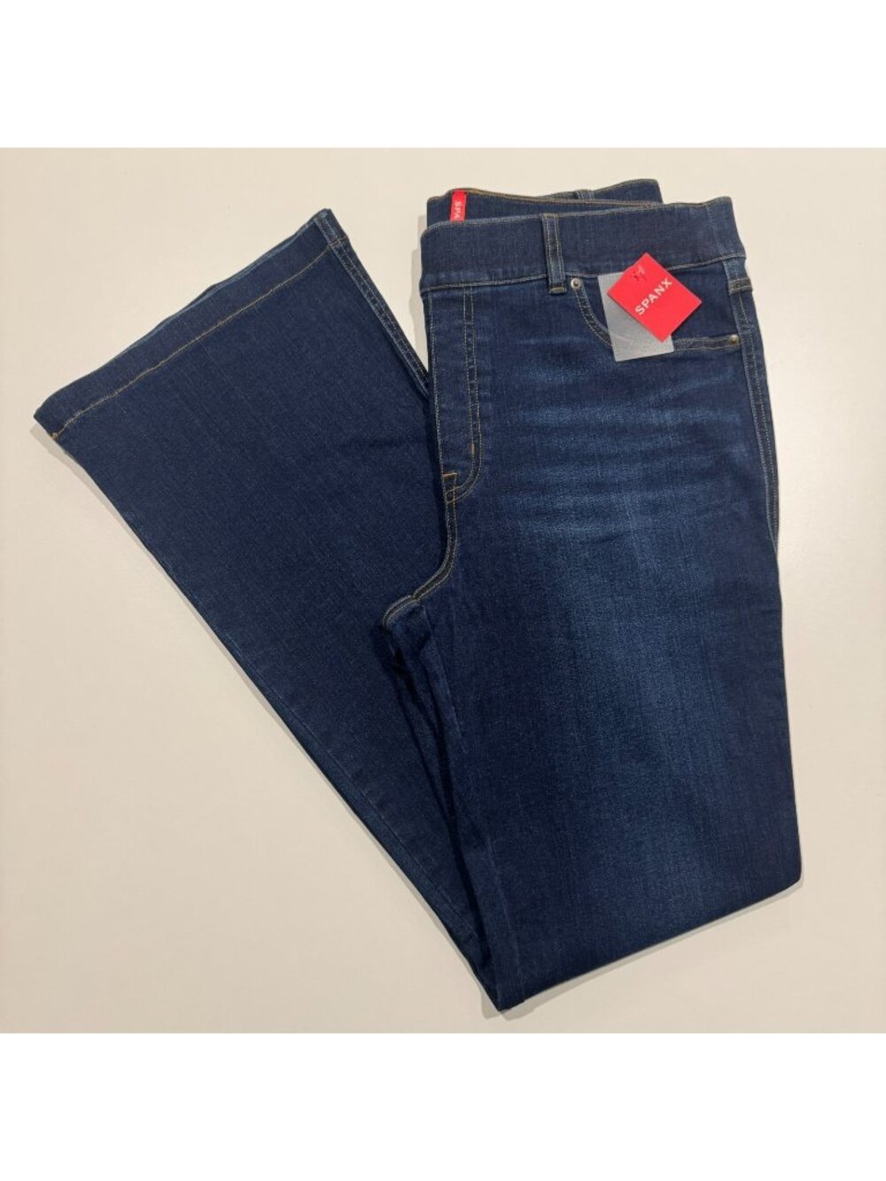 Spanx Flare Jeans Midnight Blue 20327R Stretch Denim Dark Wash Size XL NWT $192